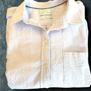 J. Crew Pink Seersucker Button-Up Shirt
